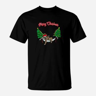 Merry Christmas Sleepy Sloth Cute Christmas Gift T-Shirt - Seseable