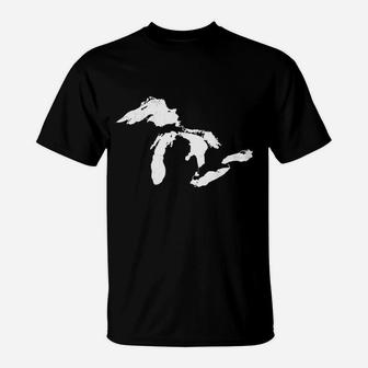 Michigan Map Great Lakes Midwest Mitten Vintage Gift T-Shirt - Seseable
