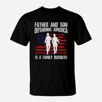 Military Family Shirt - Father And Son Defending America T-Shirt - Seseable