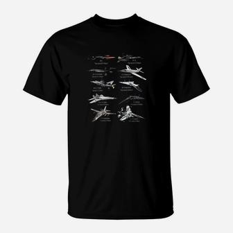 Militarys Fastest Jet Fighters Aircraft Plane Of The World T-Shirt - Seseable