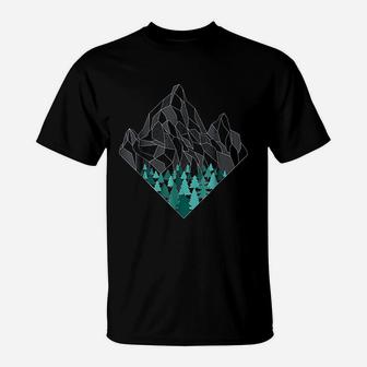 Minimal Mountains Geometry Outdoor Hiking Nature T-Shirt - Seseable