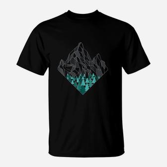 Minimal Mountains Geometry Outdoor Hiking Nature T-Shirt - Seseable