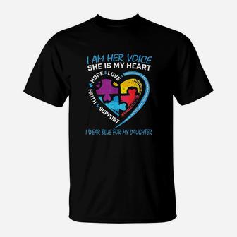 Mom Dad Puzzle I Wear Blue For My Daughter Awareness T-Shirt - Seseable