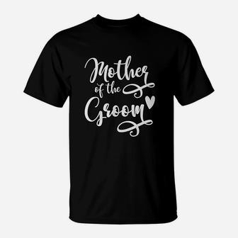 Mother Of The Groom Cursive Heart Family Mom Love Wedding Parent T-Shirt - Seseable