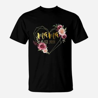 Mothers Day Baby Shower 1St Time Mom Mama Est 2022 Floral Mothers Day T-Shirt - Seseable
