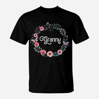 Mothers Day Gift For Grandma Men Women Floral Granny T-Shirt - Seseable