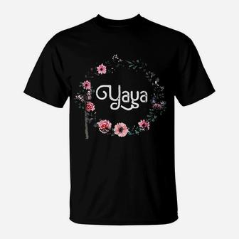 Mothers Day Gift For Greek Grandma Men Women Floral Yaya T-Shirt - Seseable