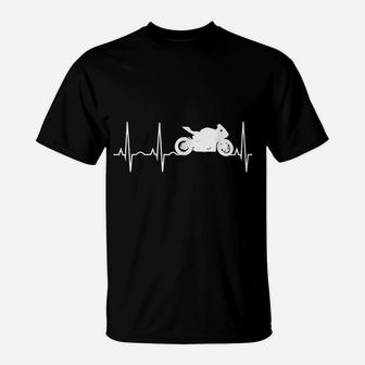 Motorcycle Heartbeat Best Sport Bike Gift T-Shirt - Seseable