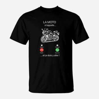 Motorrad-Liebhaber T-Shirt Schwarz, LA MOTO m'appelle Französischer Aufdruck - Seseable