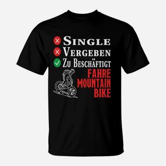 Mountainbike T-Shirt - Zu beschäftigt, Fahre Mountainbike, Herren Schwarz - Seseable