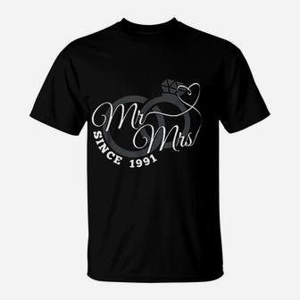 Mr Mrs Since 1991 30th Wedding Anniversary Matching Gift T-Shirt - Seseable
