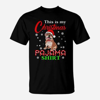 My Christmas Pajama English Bulldog T-Shirt - Seseable