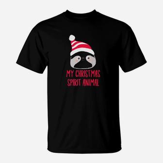 My Christmas Spirit Animal Sloth Hat Holiday Gift T-Shirt - Seseable