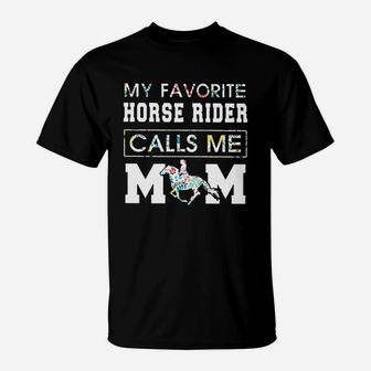 My Favorite Horse Rider Calls Me Mom Floral Shirt T-Shirt - Seseable
