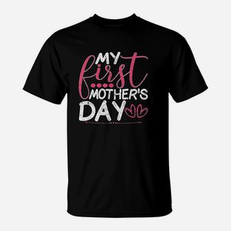 My First Mother Day Red Heart Lover Husband Wife T-Shirt - Seseable