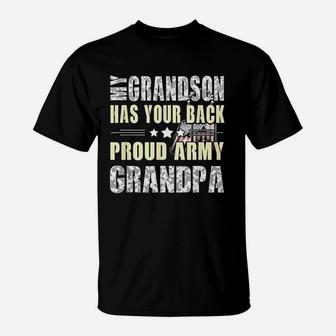 My Grandson Has Your Back Proud Army Grandpa Military T-Shirt - Seseable