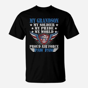 My Grandson Is A Soldier Airman Proud Air Force Paw Paw Gift T-Shirt - Seseable