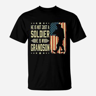 My Grandson Is A Soldier Hero Proud Army Grandparent Gifts T-Shirt - Seseable