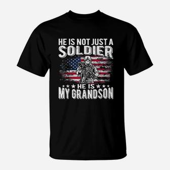 My Grandson Is A Soldier Patriotic Proud Army Grandparent T-Shirt - Seseable
