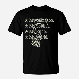 My Grandson My Soldier Hero Proud Military Grandparent Gift T-Shirt - Seseable