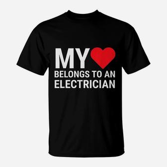 My Heart Belongs To An Electrician Lovely T-Shirt - Seseable