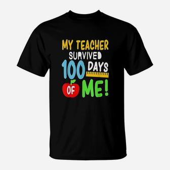 My Teacher Survived 100 Days Of Me 100 School Days T-Shirt - Seseable