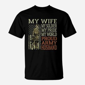 My Wife My Soldier Hero Proud Army Husband Military Spouse T-Shirt - Seseable