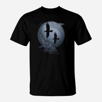 Mystisches Mond-Yin-Yang-T-Shirt mit Rabengrafik, Spirituelles Tee - Seseable
