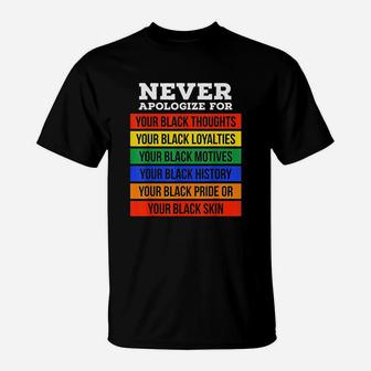 Never Apologize For Your Blackness Black History Month T-Shirt - Seseable