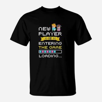 New Baby Gaming First Time Dad Mom Announcement T-Shirt - Seseable