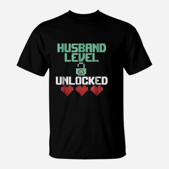 New Husband Level Unlocked Just Married Gamer Gift T-Shirt - Seseable