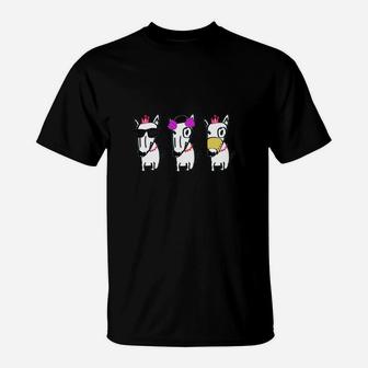No Evil Funny Dogs Imitate Three Monkeys T-Shirt - Seseable