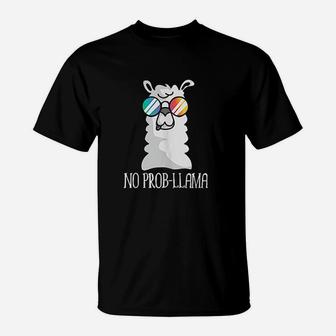 No Probllama No Problem Cute Funny Cool Llama Alpaca Gift T-Shirt - Seseable