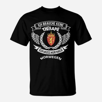 Norwegen-Liebhaber T-Shirt, Keine Therapie, nur Norwegen Spruch - Seseable