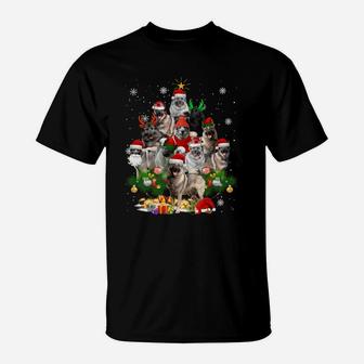 Norwegian Elkhound Christmas Tree Lights Funny Dog Xmas Gift Sweatshirt T-Shirt - Seseable