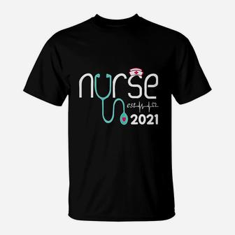 Nurse Est 2021 Nursing School Graduation Future Nurse Gift T-Shirt - Seseable
