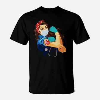 Nurse Rt Respiratory Therapist Frontline Workers Nurse Strong Rosie Riveter T-Shirt - Seseable