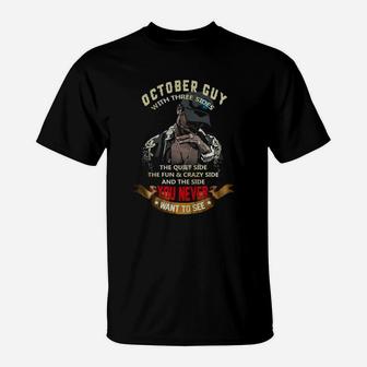 October Guy With Three Sides T-Shirt - Seseable
