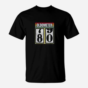 Oldometer 79-80 Years Old Automotive Enthusiasts Bday T-Shirt - Seseable