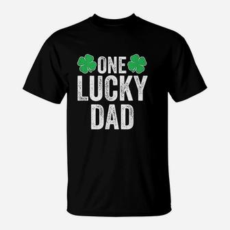 One Lucky Dad Clover Men Father St Patricks Day Dad T-Shirt - Seseable