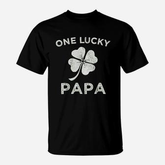 One Lucky Papa St Patricks Day Retro Father Gift T-Shirt - Seseable