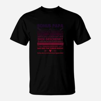 Optimierter Produkt Titel: Bonus Papa T-Shirt mit Liebesbotschaft für Stiefväter, Schwarzes Design - Seseable