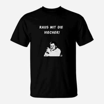 Optimierter Produkttitel: Schwarzes T-Shirt 'Raus mit die Viecher!', Lustiges Unisex Tee - Seseable
