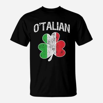 O'talian Italian Shamrock Flag Italy Pride Irish T-Shirt - Seseable