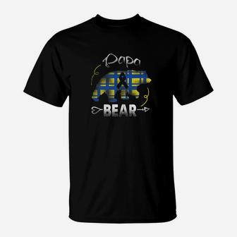 Papa Bear Blue Yellow Ribbon Down Syndrome Awareness T-Shirt - Seseable