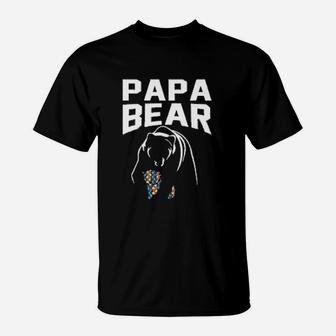 Papa Bear Father Colorful Puzzle T-Shirt - Seseable