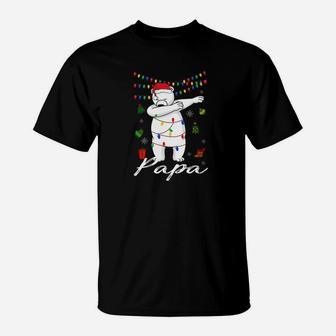 Papa Bear With Santa Hat Dabbing Christmas Pajamas T-Shirt - Seseable