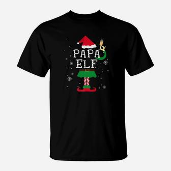Papa Elf Matching Family Christmas Pajamas Elves T-Shirt - Seseable