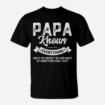 Papa Knows Everything 60th Gift Funny Fathers Day T-Shirt - Seseable