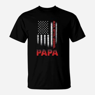 Papa Man Myth Legend Vintage For Dad Father T-Shirt - Seseable